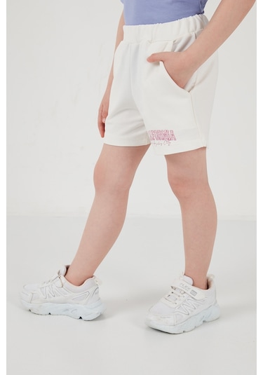 Lela Pamuklu Baskılı Bisiklet Yaka Şortlu Alt-Üst Kız Çocuk Takım 6212004 Lila