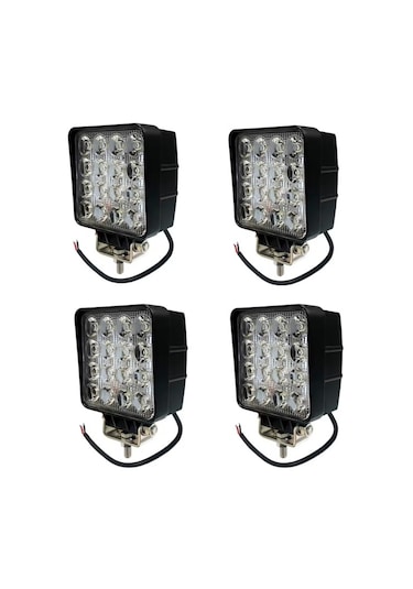 4 Adet 16 Led Kare 9-48 Volt 48 Watt Ip67 Çalışma Lambası