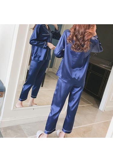 Şarap Kırmızısı 2 Adet/takım Büyük Kadın Gecelik Yatak Açma Yaka Pürüzsüz Nefes Tek Göğüslü Uzun Kollu Pijama Takım Elbise Yetişkin İçin 3xl Şarap Kırmızısı Bordo