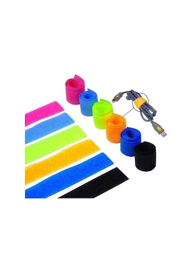 7 Adet Renkli Kablo Düzenleyici Toplayıcı Cırt Yapışkanlı CIRT