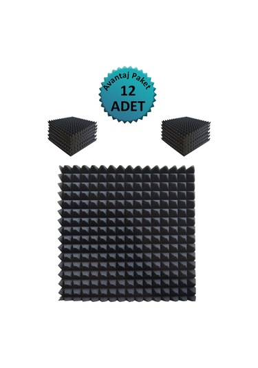 Akustik Ses Yalıtım Süngeri 50x50x4 Piramit Kesim Yapışkansız/12 Ad