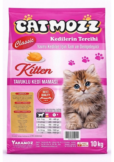 Catmozz Classic Tavuklu Kıtten Yavru Kedi Maması 10 KG