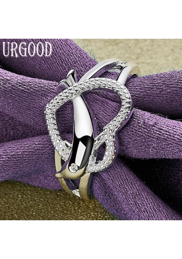 925 Ayar Gümüş Aaa Zirkon Yunus Kalpli Yüzük Moda Takı 10