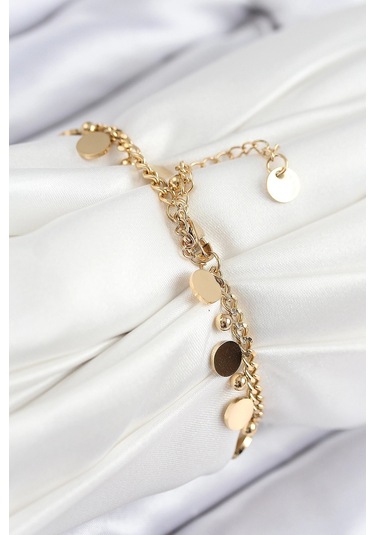 316l Çelik Sıralı Pul Model Gold Renk Kadın Bileklik Çok Renkli