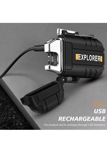 Trendooze Gaojunshop01 Siyah Phfrq Çift Yaylı Usb Şarjlı Kamp Çakmak, Unik Hediye Siyah
