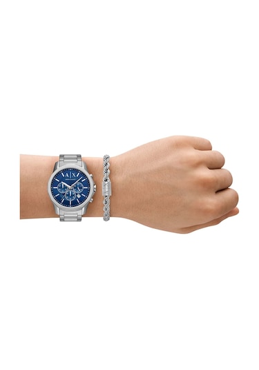 Armani Exchange Ax7176set Erkek Kol Saati Ve Bileklik Seti Metalik Gri