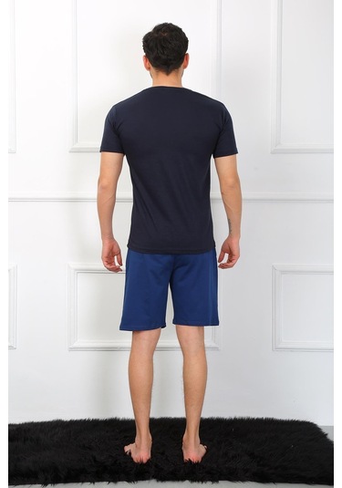 Akbeniz Erkek Penye 3'lü Lacivert V Yaka Pijama Takımı 6822-lacivert Lacivert