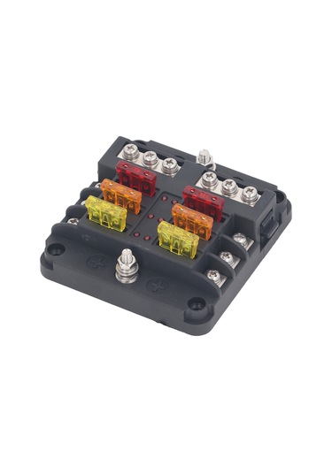 Moveevo 6 Yollu Ato/atc Bıçak Sigorta Kutusu - 12-24v Dc, Led Gösterge, Su Geçirmez Kapak, Otomobil Ve Gemi İçin, 20a Her Devre, Pbt Vücut 100