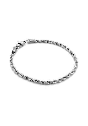 Ince Burgulu Erkek Çelik Bileklik Gümüş Renk Çok Renkli