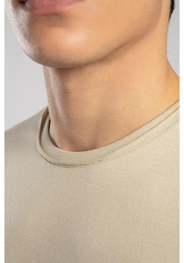 Lee Cooper Gael Erkek O Yaka T-shirt Bej-19817 Bej