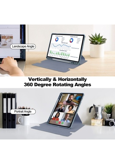 Samsung Galaxy Uyumlu Tab S9 Fe 360 Rotasyon Klavye İle Şeffaf Akıllı Deri Kılıf