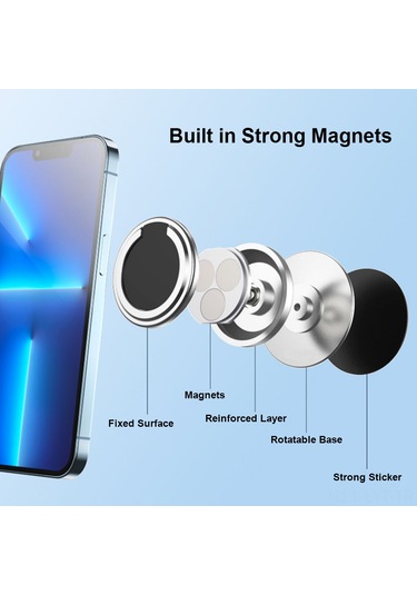 Youtek İphone 14/13/12 İçin Manyetik Araç Tutucu - Uurıg Ph-07 Alüminyum Telefon Askısı GÜMÜŞ