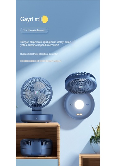 Usb Çok Fonksiyonlu Katlama Öngüsüelektrikli Fan Beyaz 1 Beyaz