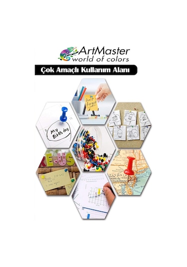 Renkli Harita Çivisi 20 Li 2 Paket Mantar Pano Raptiyesi Renkli Pano İğnesi Okul Büro Harita Çivisi Ofis Renkli 1 M