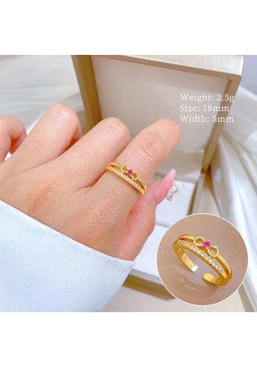 Geometrik Elmas Taşlı Yuvarlak İnci Yüzük No.116 Çok Renkli