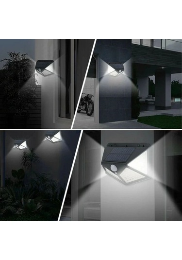 Buffer 100 Ledli 3 Farklı Aydınlatma Ayarlı Solar Güneş Enerjili Hareket Sensörlü Bahçe Duvar Lamba Çok Renkli