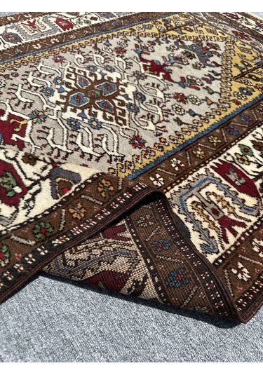 El Dokuma Sıfır Yahyalı Halısı 120x190 Kahve Krem Kök Boya Halı Kahverengi - Krem