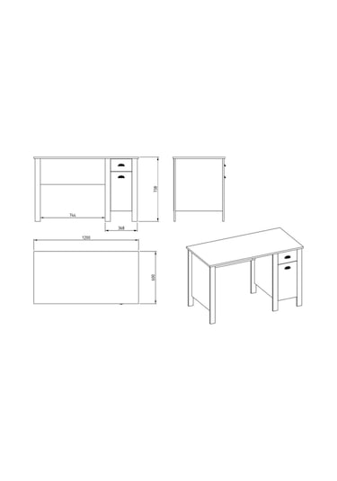 Optima Çalışma Masası - Beyaz / Meşe Beyaz / Meşe