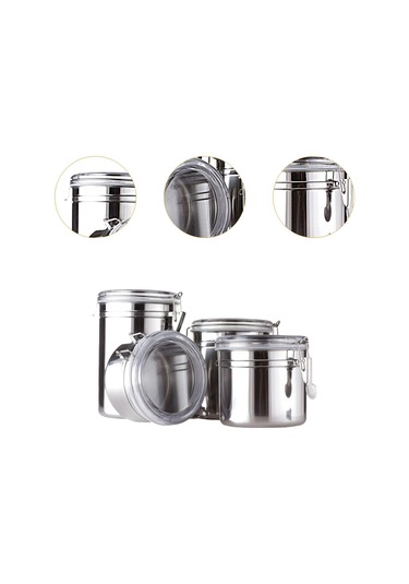 Homyl 4x Kahve Kutusu Kiler Depolama Tahıl Tuzları Şeker Için Gümüş