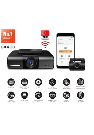 Finevu Gx400 Qhd 2k Wi-fi Türkçe 2 Kameralı Araç Kamerası