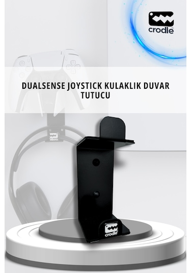 Duvara Monte Edilebilen Siyah Gaming Ps4 Ps5 Xbox Joystick Controller Tutucu Ve Kulaklık Standı