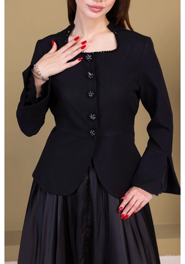 Kare Yaka İşlemeli İkili Takım 4718-siyah Siyah