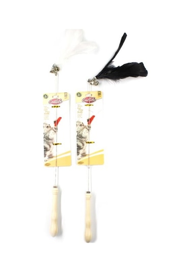 Catlife Tüylü Ahşap Kedi Oltası 55 CM