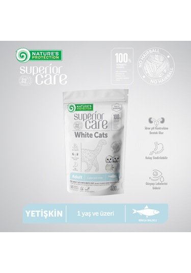 Nature's Protection Sp Beyaz Kediler İçin Tahılsız Ringa Balıklı Kedi Maması 400 G
