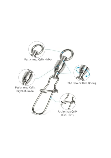 MSO Olta Balıkçılık VIP Kalite Paslanmaz Çelik Klips Bilyalı Fırdöndü