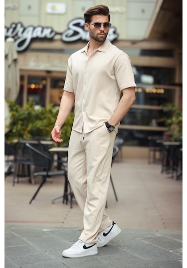 Madmext Bej Basic Erkek İkili Takım E7313 Bej