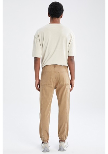 Normal Bel Boru Paça Jogger Jean Pantolon Kahverengi