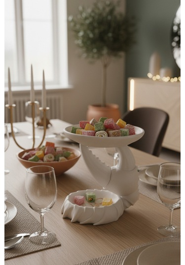 Oxyteez Yengeç Figürlü Dekoratif Sunumluk Beyaz Renk Reçine Tasarım Ev Ve Ofis Dekorasyonu