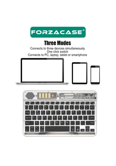 Forzacase 7 Renk Rgb Led Işıklı Kablosuz Bluetooth Klavye - Fc461