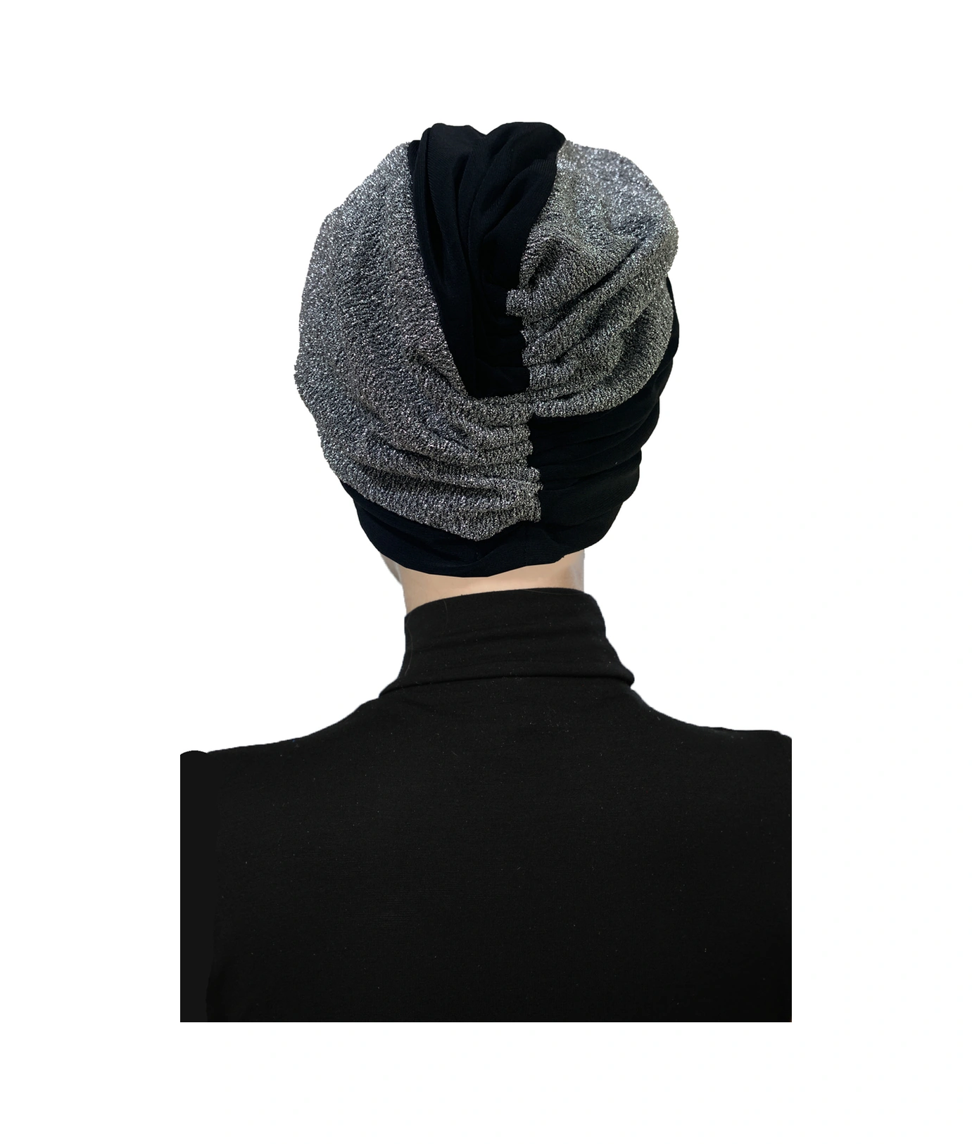 Özel Tasarım Siyah Gri Astarlı Hazır Türban Tesettür Abiye Bone Siyah-gri2