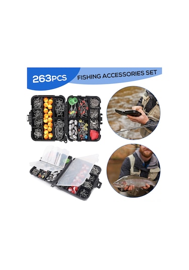 Jeehugo 263 Parça Balıkçılık Aksesuar Seti: Çok İşlevli Pense Ve Abs Kutusu İle Olta İğneleri, Ağırlıklar, Zıplayıcılar