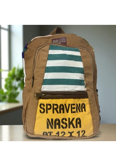 Kaliteli Renkli Vintage Salaş Disayn Günlük Sırt Gezi Okul Seyahat Çantası 28 Cm X 37 Cm Camel