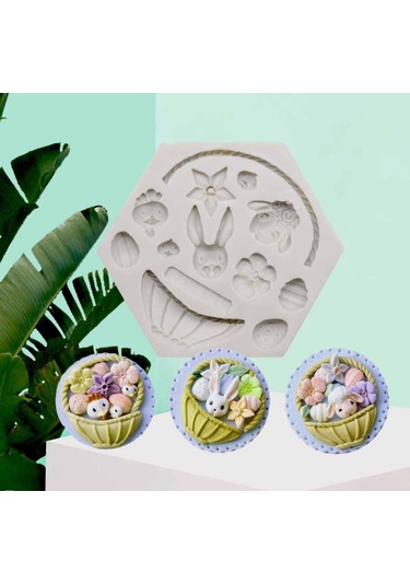 Duangduang Paskalya Tavşanı Silikon Yumurta Çikolatalı Kek Sabun Kalıbı Pişirme Kek Tepsisi Kalıbı