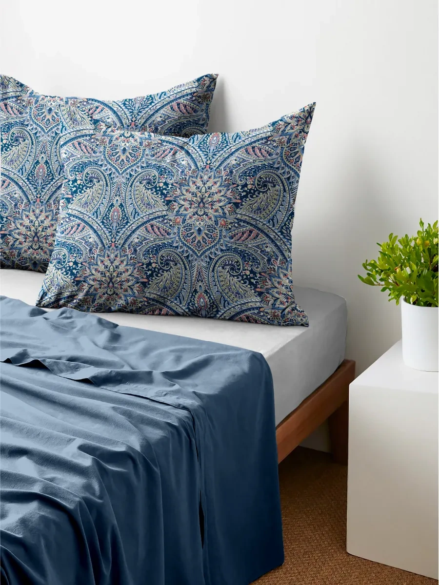 Vasilisa Yastık Kılıfları 70x70 Cm, 2 Adet, Poplin Kumaş, %100 Pamuk 222160405 Mavi