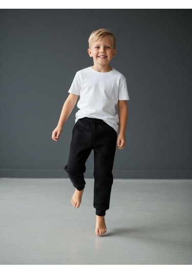 Zekids Erkek Çocuk İçi Şardonlu Kalın Eşofman Alt-16658 Siyah