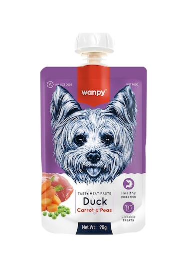 Wanpy Taze Ördekli & Havuçlu Ezme Köpek Maması 90 G