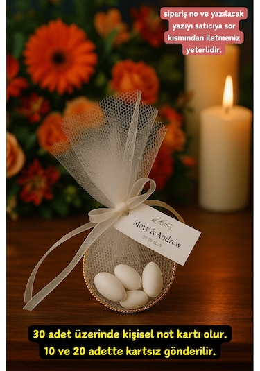 10'lu Kurdeleli Halkalı Şeker - Nikah Şekeri - Nikah Hediyesi - Nişan Hediyesi