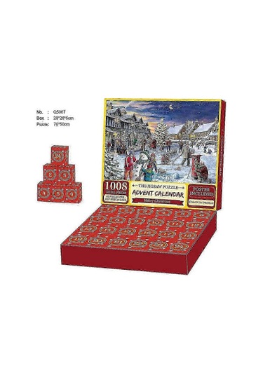 24 Parçalı Noel Advent Takvimi Kız Erkek 1008 Parçalı Noel Bulmaca Geri Sayım Takvimi