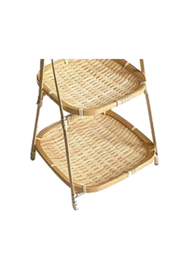 Suntek Magideal Bambu Dokuma Meyve Sepeti Tutucu Aperatif Depolama 2-kat-20x20x37cm