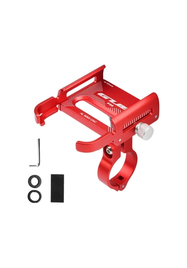 Shineyee Gub P30 Cnc Alüminyum Bisiklet Telefon Tutucu 360 Döner 60-100mm Genişlik Ayarı Kırmızı Kırmızı