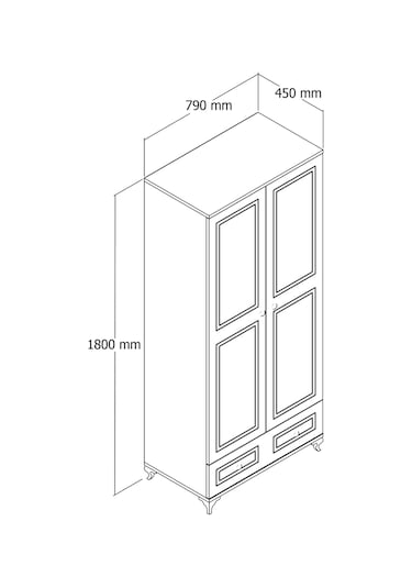 Moxen Mobilya DC2 Kapılı Çekmeceli Dolap