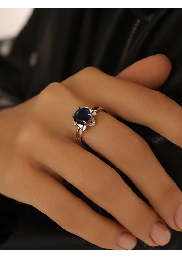 Serebranyj Dom Gümüş "çiçekler" Yüzük Mavi Taşlı 21651797 Gri