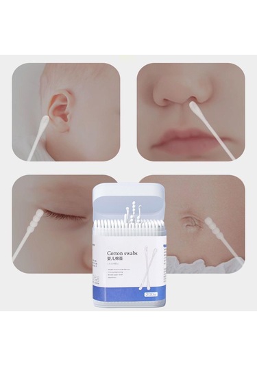 200 Adet Kutu Bebek Pamuk 100 Adet Ince Tomurcuklar Temizleme Tek Kullanımlık Çift Uçlu Pamuk Tomurcukları 200pcs-spiral Head