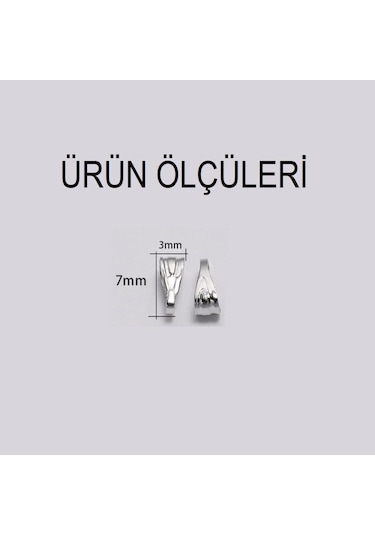 100 Adet 3X7mm Nikel Renk Tepelik Kolye Tepesi Mengeç Kıskaçlı Me