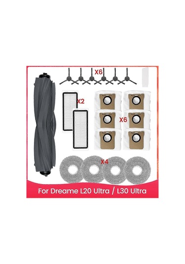 Dreame L20 Ultra/l30 Ultra Robot Süpürge Aksesuarları Kiti Ana Yan Fırça Hepa Filtresi-jc İçin Uygundur