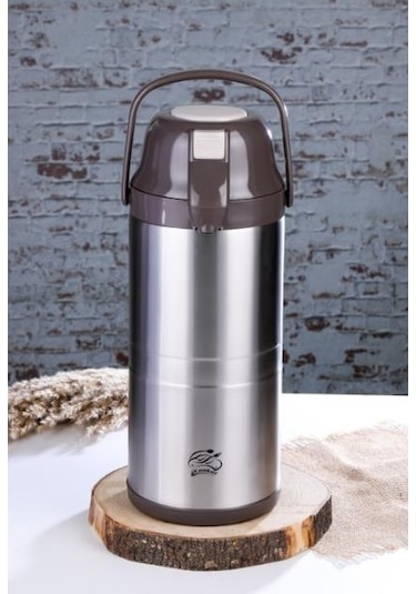 Cooker 4,5 Litre İnox Pompalı Çelik Termos Ckr-2009 Kahverengi